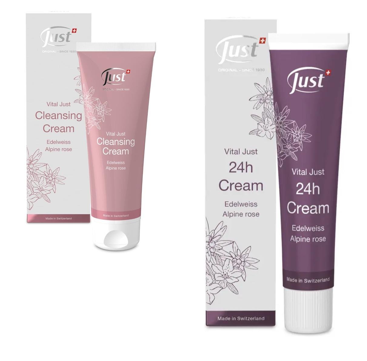 Набор для лица VITAL JUST очищающий крем Эдельвейс/125 мл/Крем 24 часа Эдельвейс/Альпийская роза 30 мл