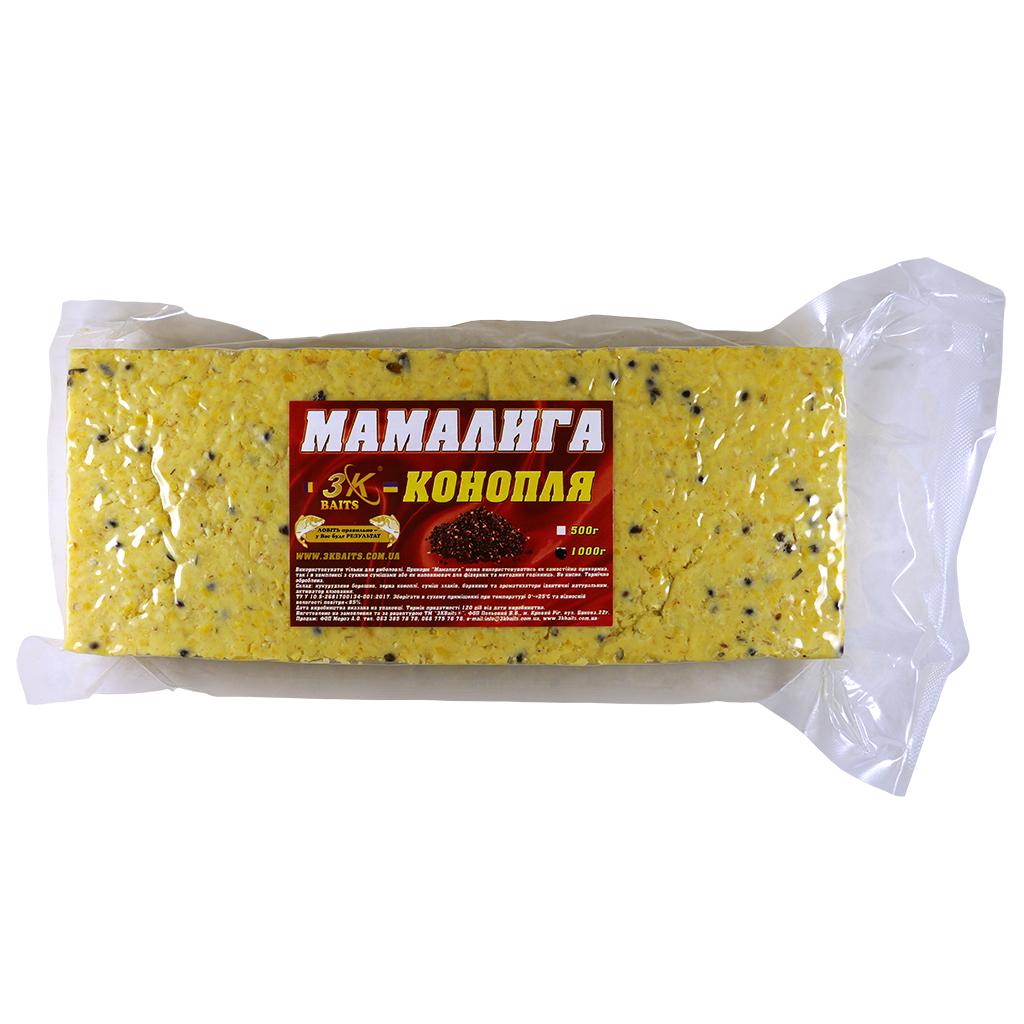 Прикорм 3KBaits Мамалига 1000 г Конопля (3KB1002)