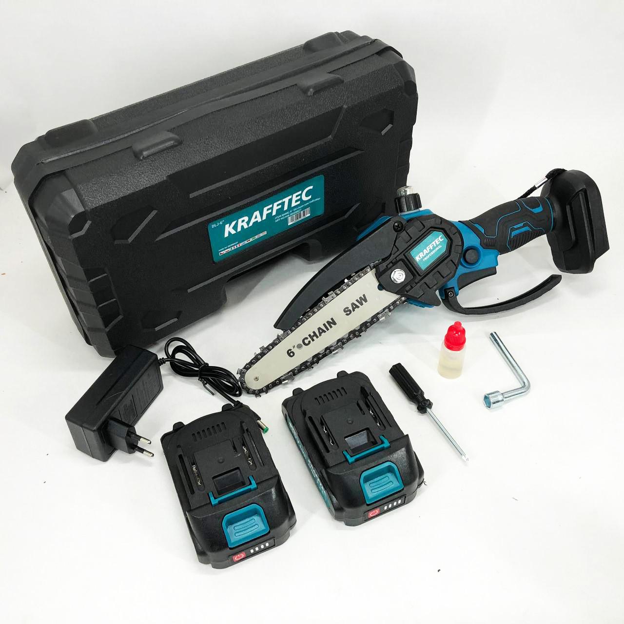 Пила цепная мини Krafftec 36V 4 А·ч 2 аккумулятора с индикатором заряда в кейсе 15 см - фото 10 Пила цепная мини Krafftec 36V 4 А·ч 2 аккумулятора с индикатором заряда в кейсе 15 см - фото 10