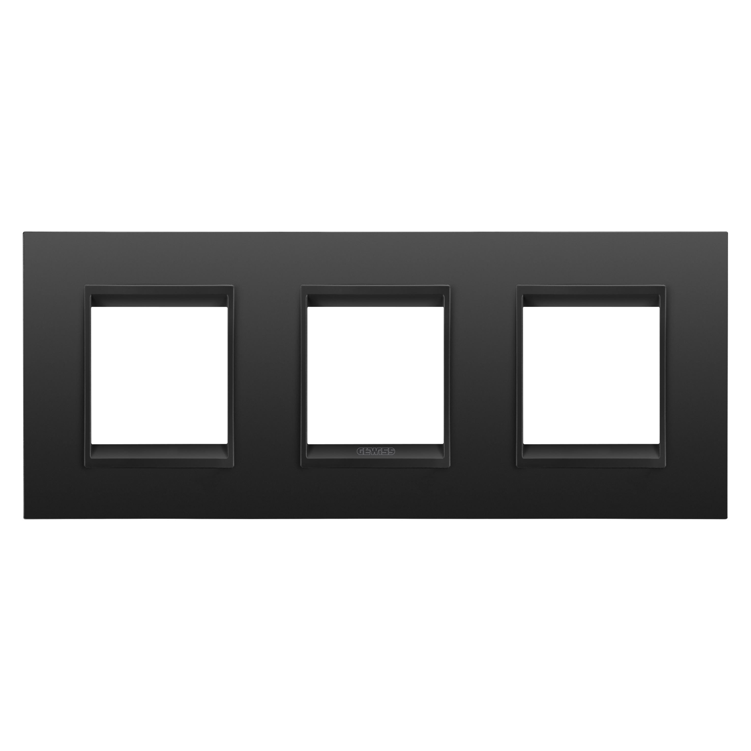 Рамка трехместная Gewiss Chorusmart LUX горизонтальная технополимер Черный сатиновый (GW16226XM)
