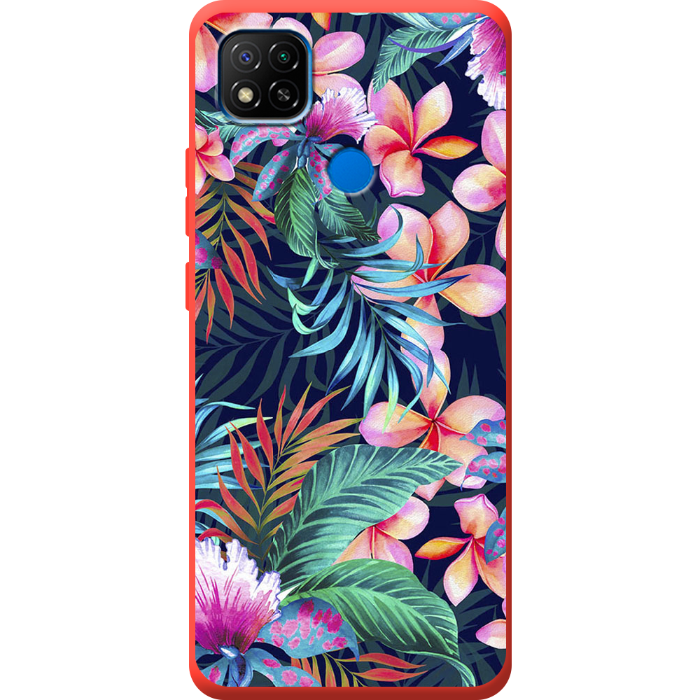 Чехол BoxFace Xiaomi Redmi 9C flowers in the tropics Красный силикон (40879-up1971-44021)