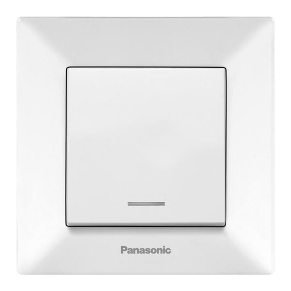 Вимикач 1-клавішний Panasonic Arkedia Slim з підсвіткою Білий (480100192)