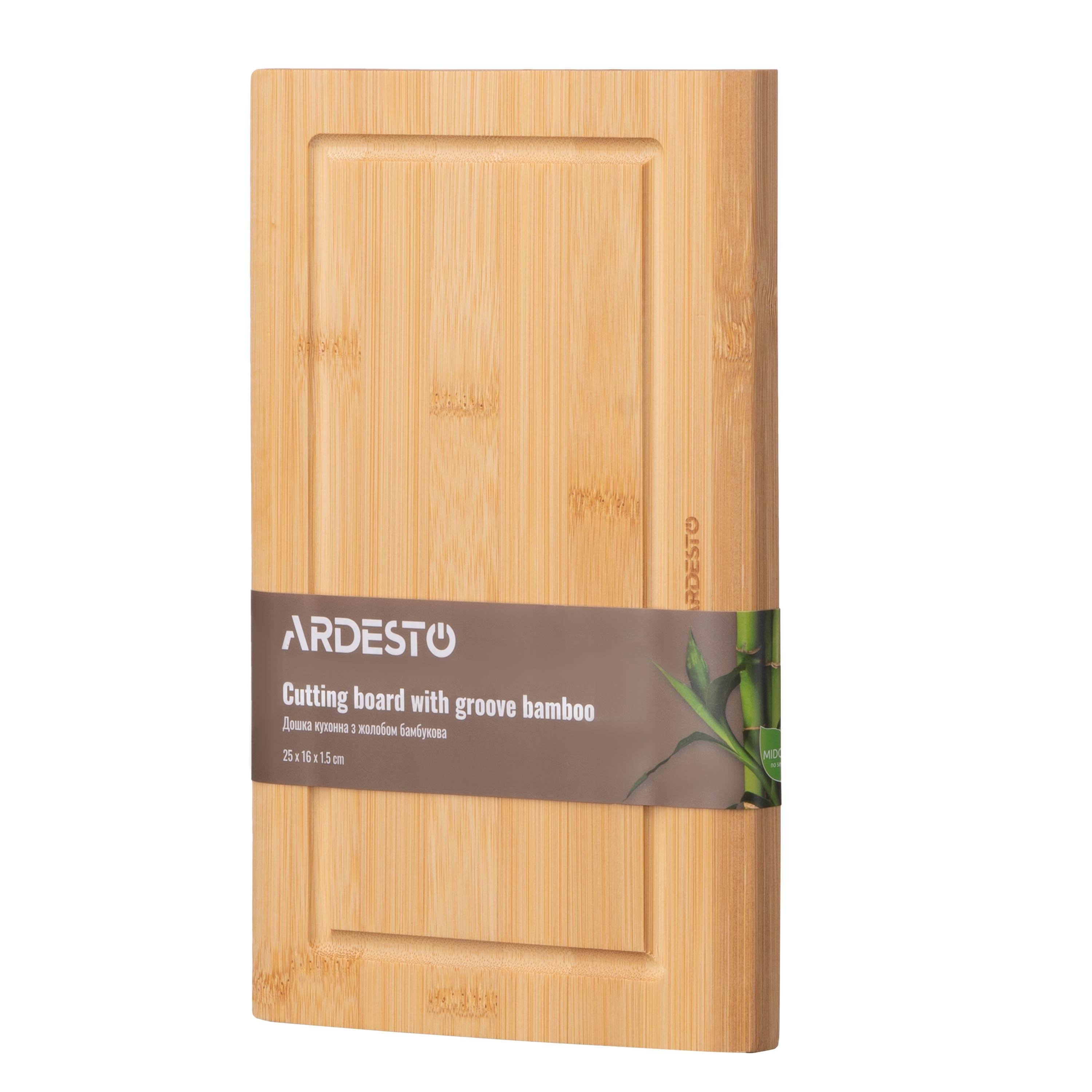 Разделочная доска Ardesto Midori бамбуковая с желобом для сока 25х16х1,5 см (636059)