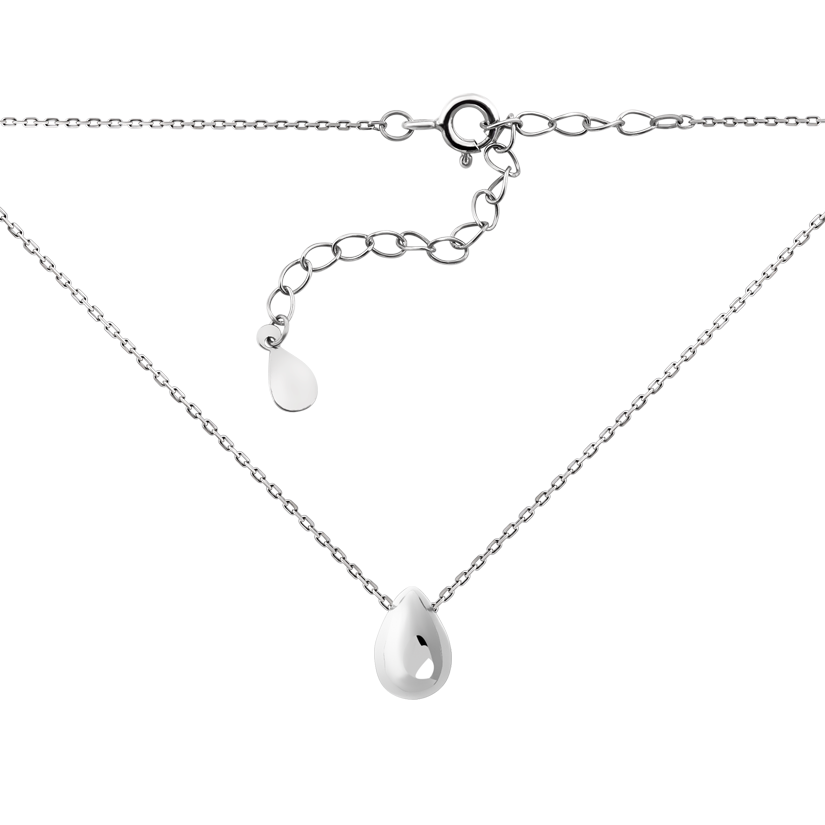 Колье серебряное Капля на тонкой цепочке без вставок