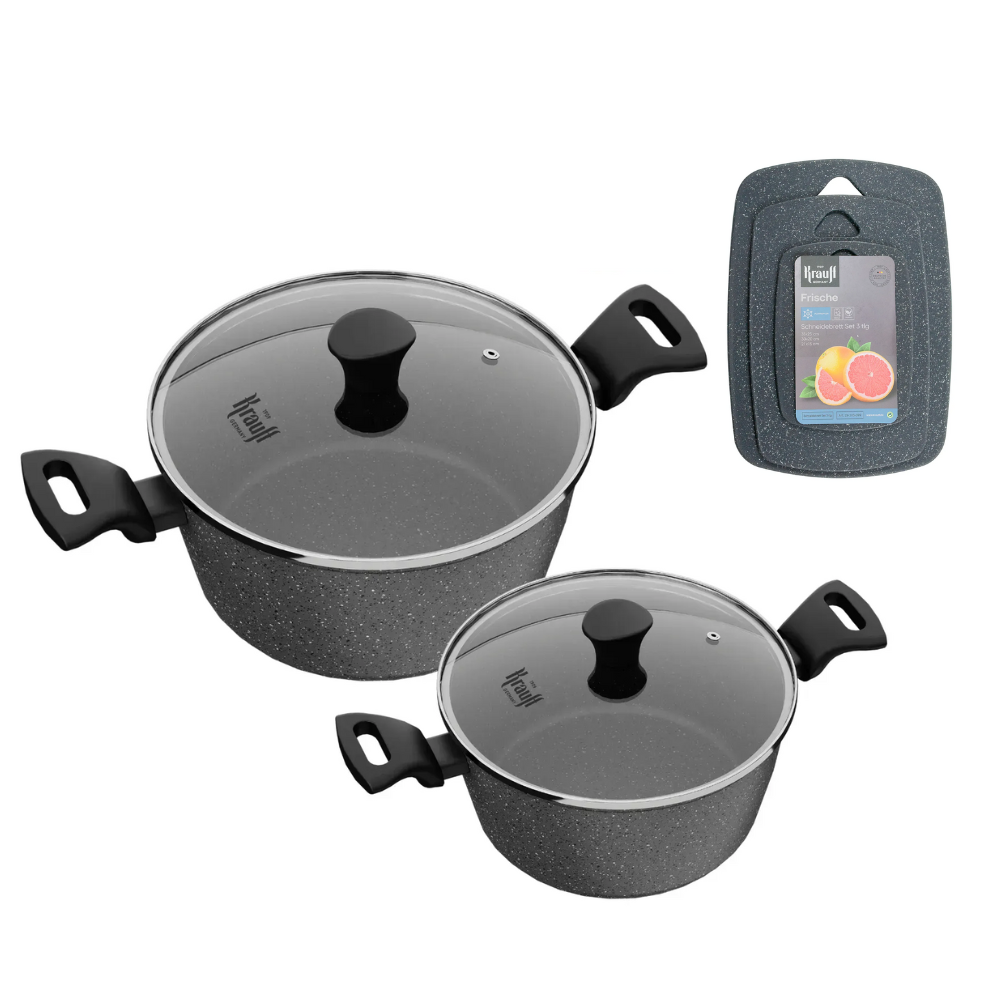 Набор кастрюль Krauff Fry Power 2,3/4,2 л с набором кухонных досок Frische (55-333-620)
