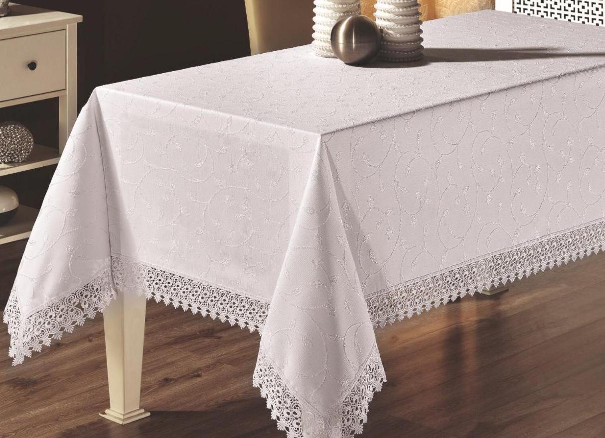 Скатерть с кружевом Maison Royale 160x220 KDK Cream (01MR01P160220K02)