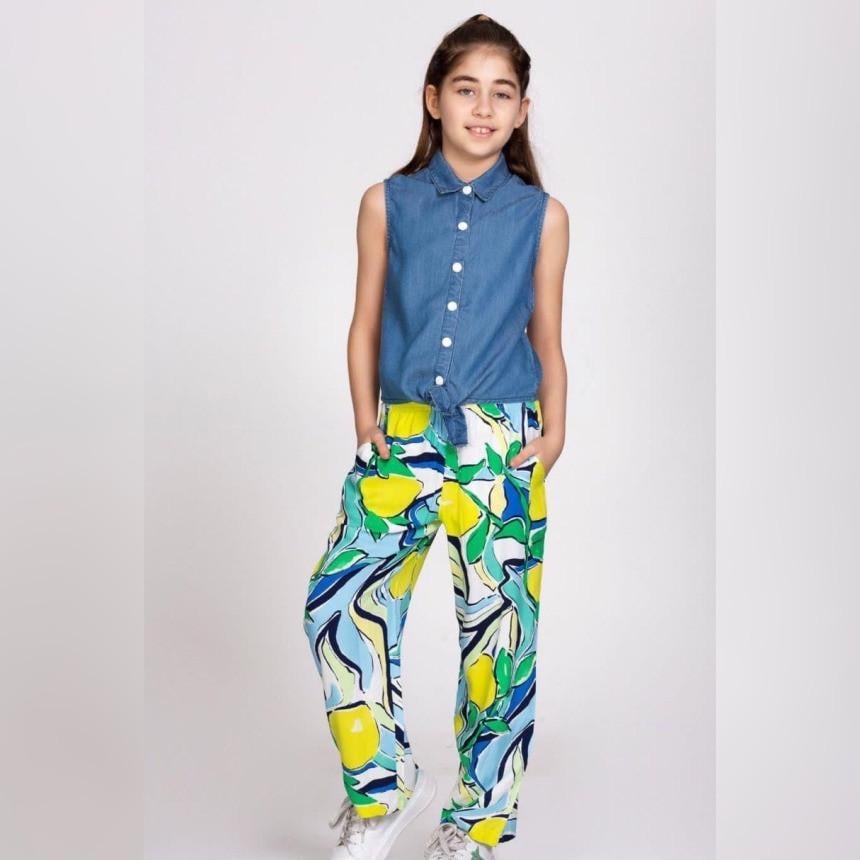 Костюм для девочки летний Smile 116 см Сине-зеленый (06356)