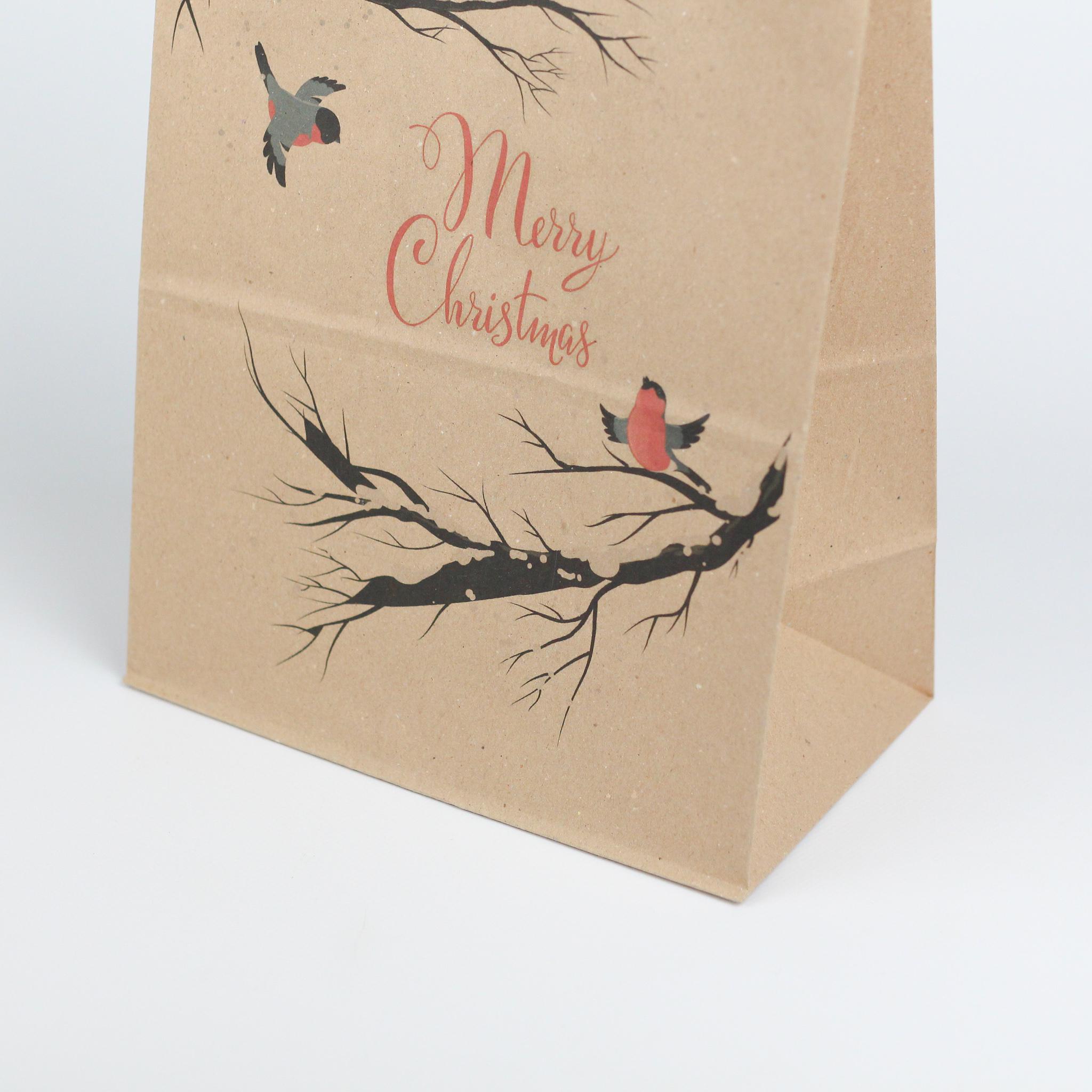 Подарочный пакет новогодний Merry Christmas Снегири на ветви с кручеными ручками 260х150х350 мм 10 шт. - фото 2 Подарочный пакет новогодний Merry Christmas Снегири на ветви с кручеными ручками 260х150х350 мм 10 шт. - фото 2