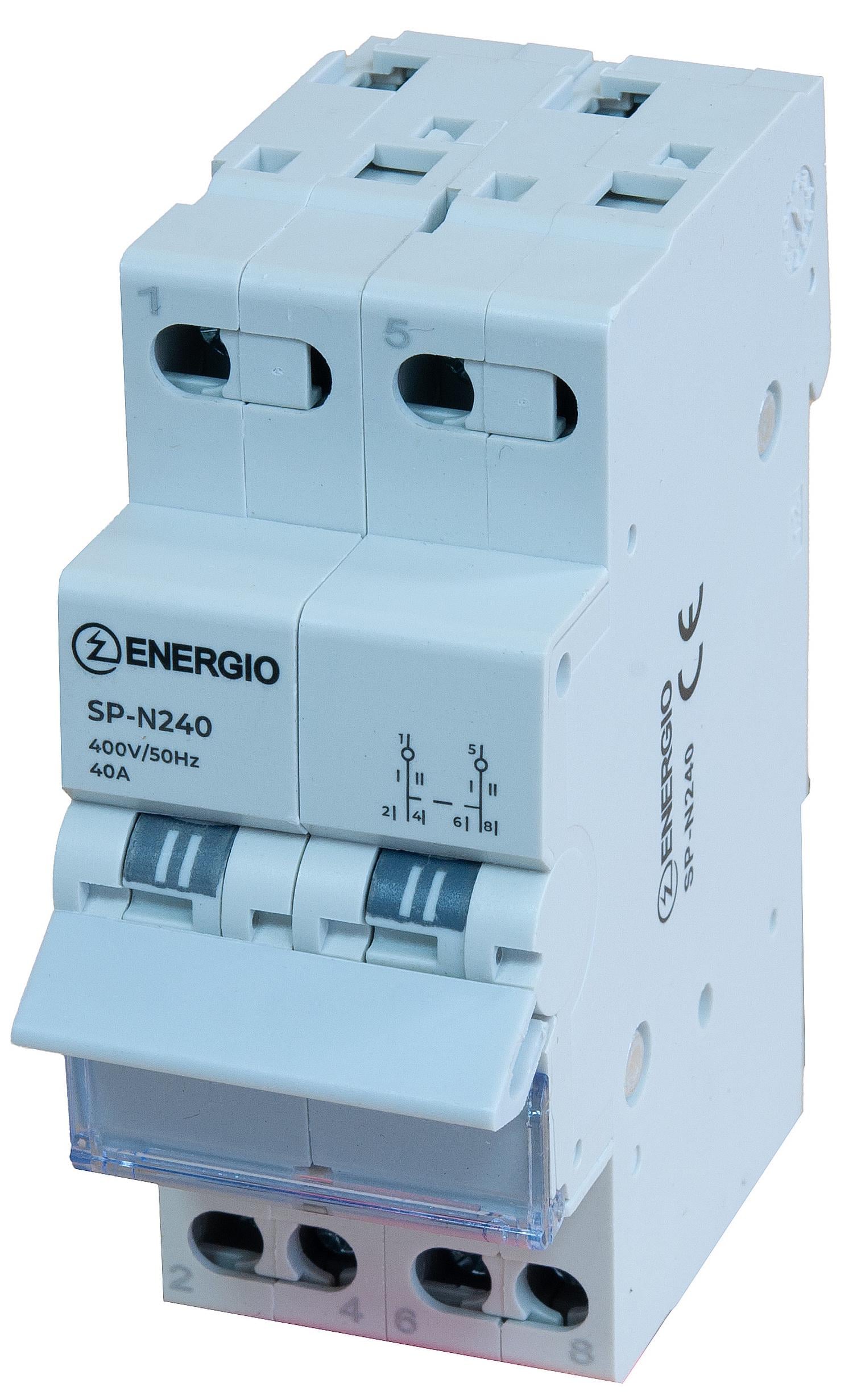 Переключатель ввода резерва Energio I-0-II SP-N перекидной 2-полюсный 40А (70211)