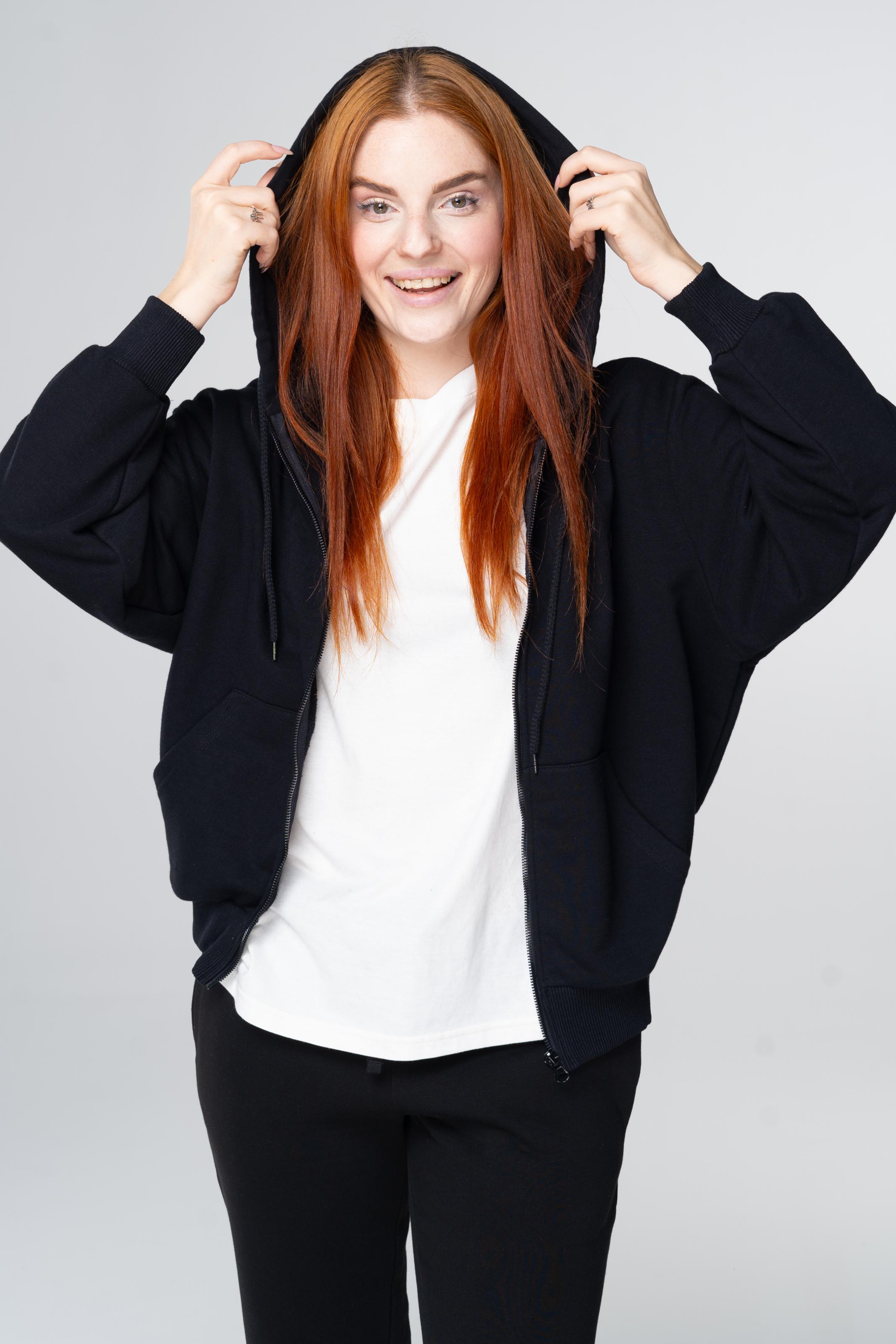 Худі на блискавці жіноче ROZA 211201 L Чорний (4824005686955)