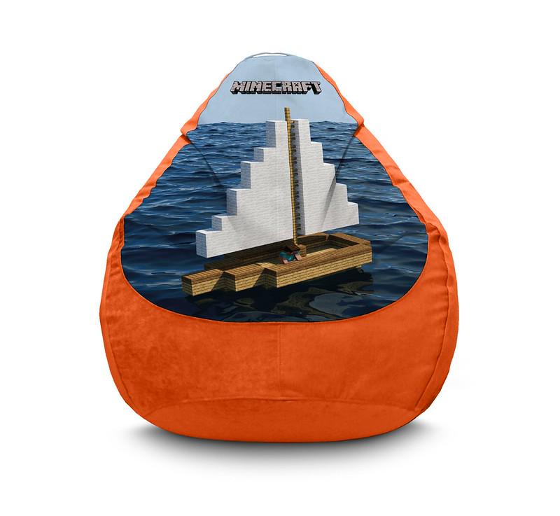 Крісло мішок iPuff Minecraft Boat Флок XXL 90х125 см Помаранчевий