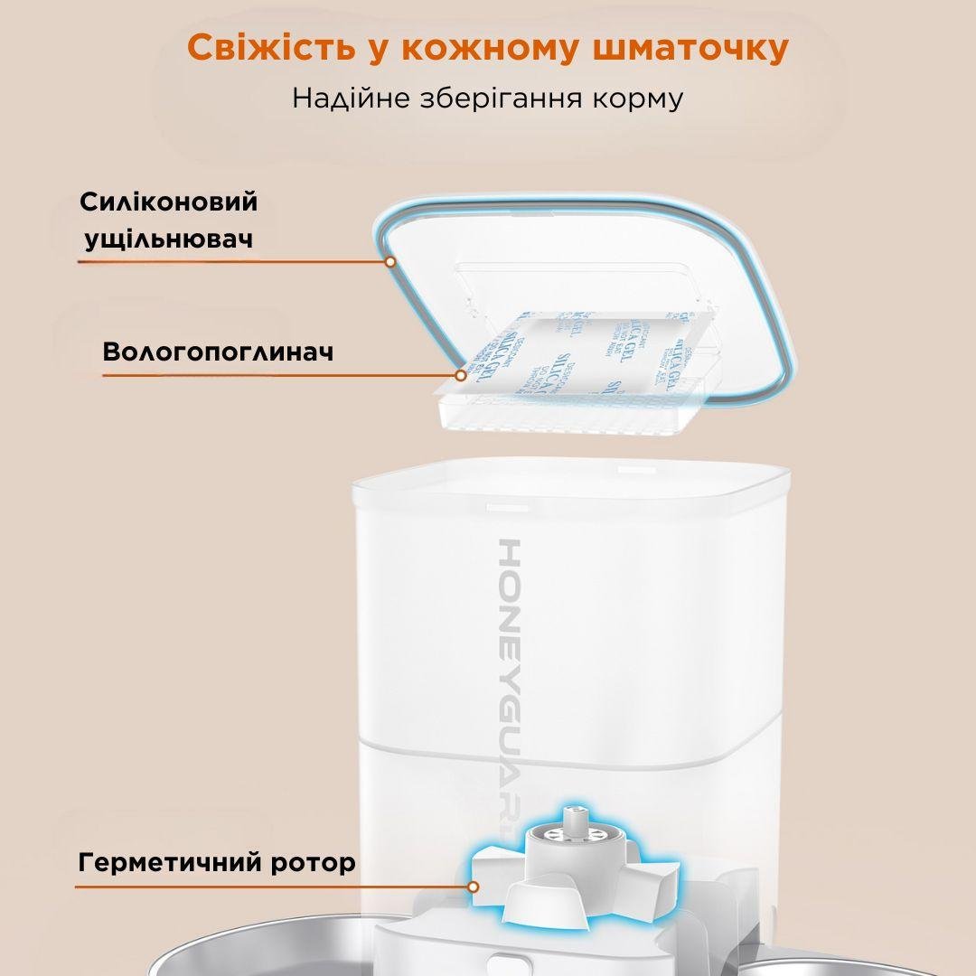 Кормушка автоматическая для кошек и собак HONEYGUARIDAN A303D 3,5 л 2 миски (2090522923) - фото 4 Кормушка автоматическая для кошек и собак HONEYGUARIDAN A303D 3,5 л 2 миски (2090522923) - фото 4