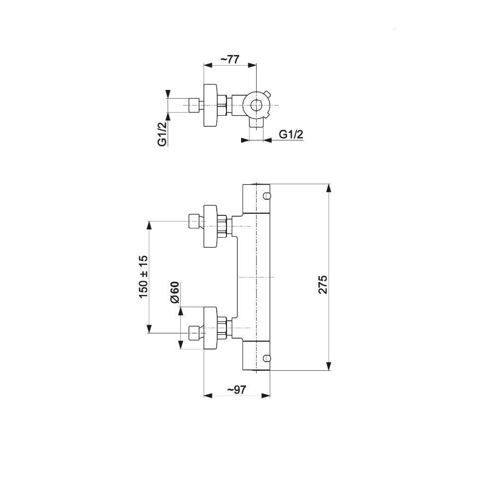 Змішувач для душу KFA Armatura Moza з термостатом Хром (TP-5736-010-00) - фото 2 Змішувач для душу KFA Armatura Moza з термостатом Хром (TP-5736-010-00) - фото 2