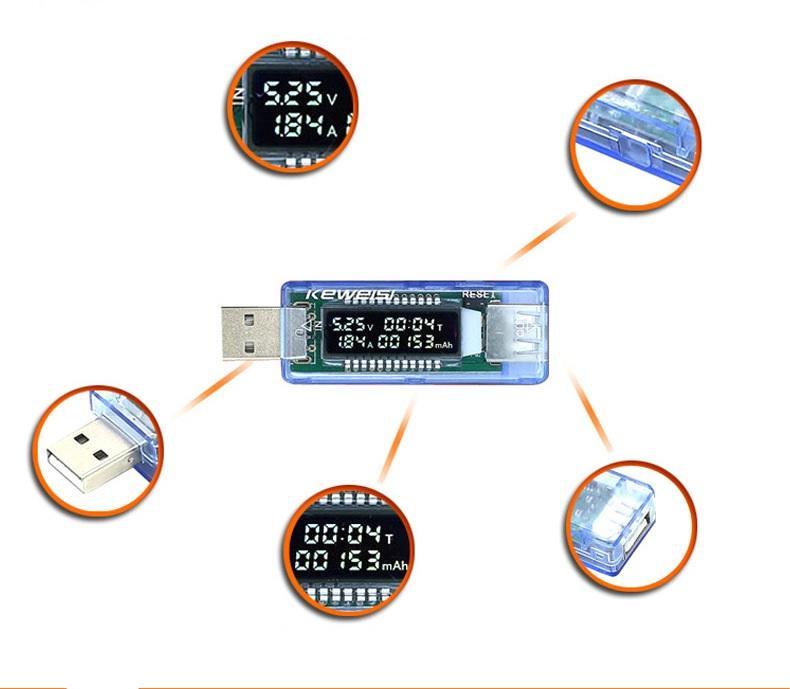 Тестер USB для повербанків вольтметр 3-9 Вольт до 3 А ємності акумулятора (SB050804) - фото 3