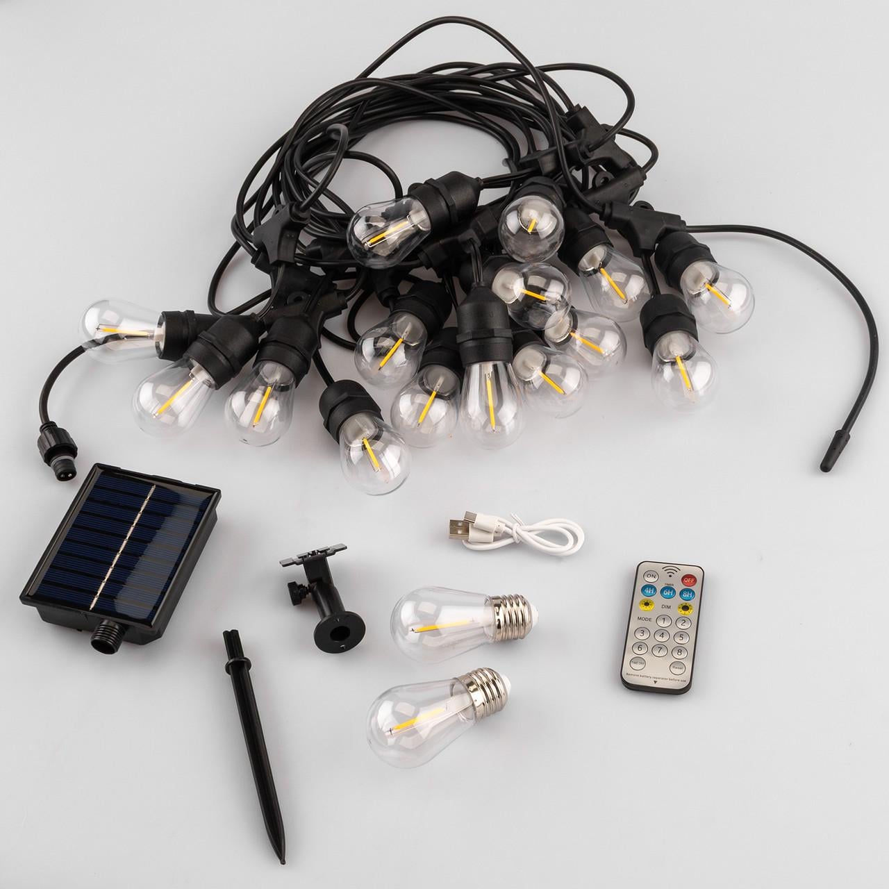 Гирлянда солнечная 15 LED лампочек и 2 шт. 10 м 2700K Теплый свет (33977471) Гирлянда солнечная 15 LED лампочек и 2 шт. 10 м 2700K Теплый свет (33977471)
