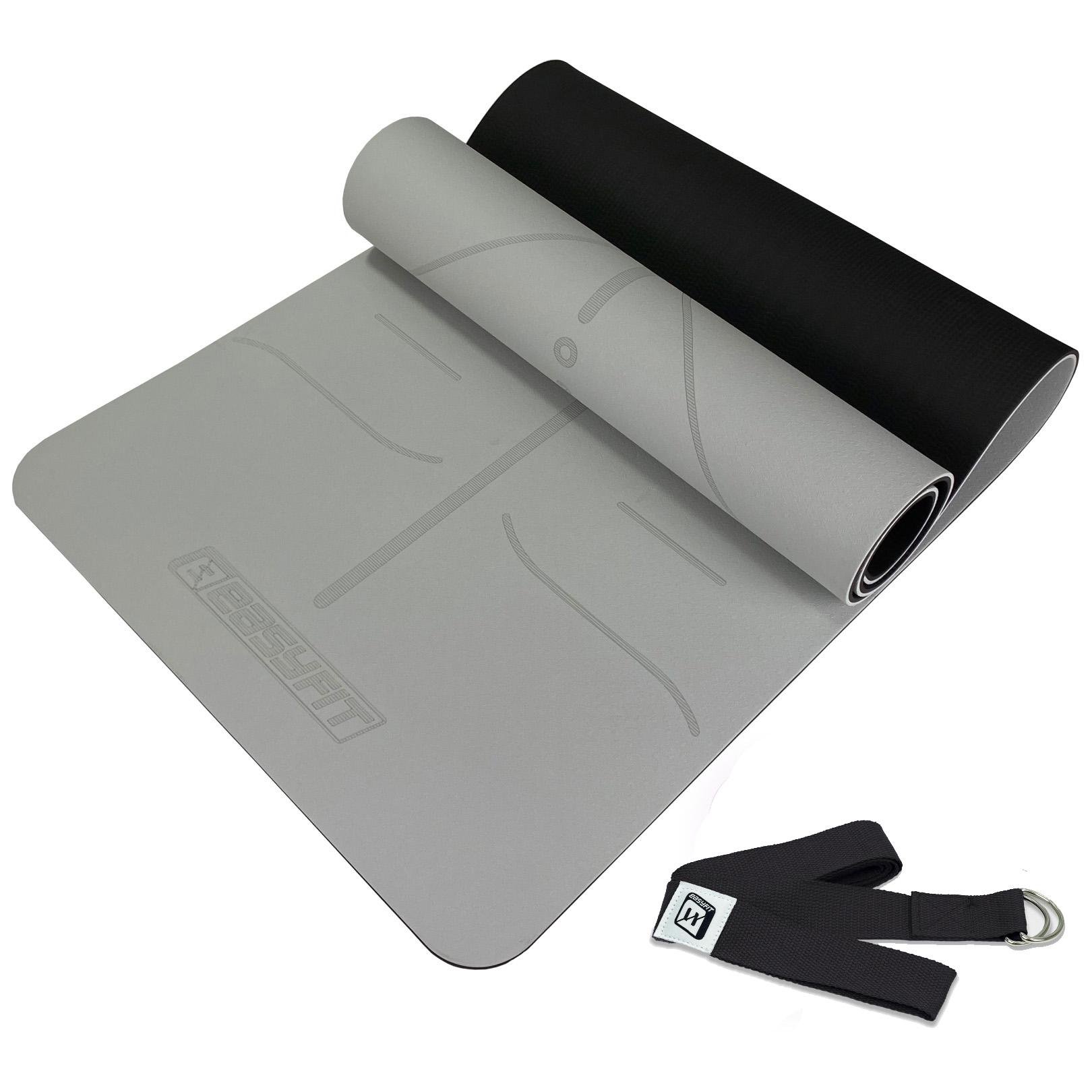 Коврик для йоги и фитнеса EasyFit Polarity Stone с ремнем (EF-A1924s-GYBK)