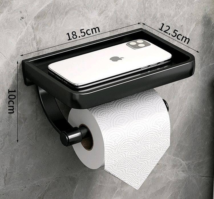 Держатель для туалетной бумаги с полкой Черный - фото 2 Держатель для туалетной бумаги с полкой Черный - фото 2