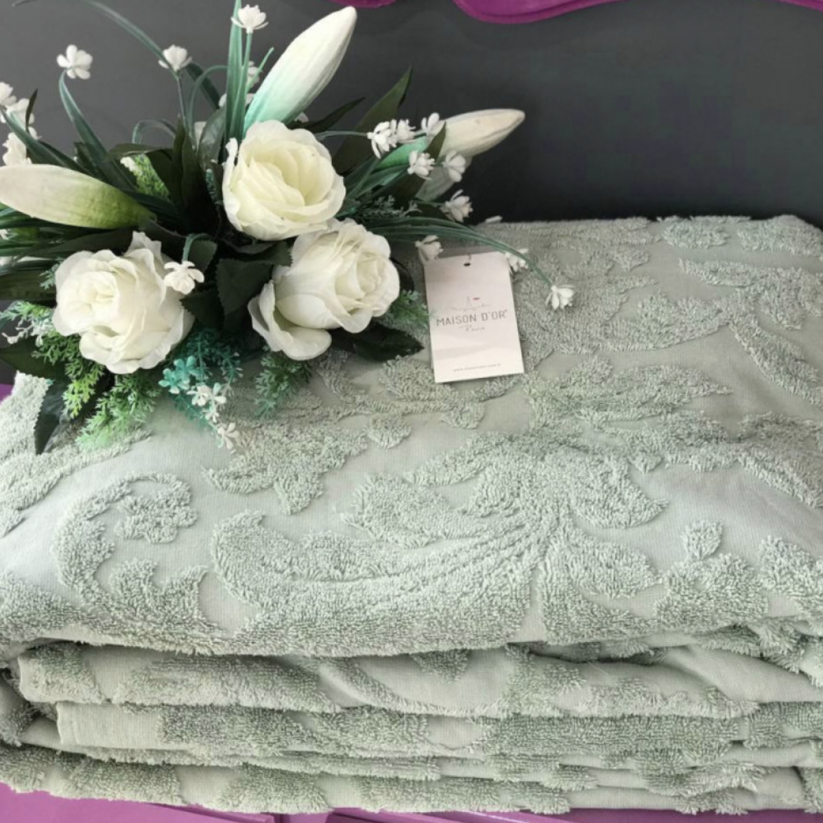 Простынь махровая Maison D'or Sanda полуторная 160x240 см Sage (2000022264857) - фото 2 Простынь махровая Maison D'or Sanda полуторная 160x240 см Sage (2000022264857) - фото 2