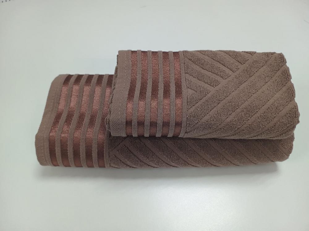 Набір махрових рушників для ванної LUX COTTON YENI 70x140/50x90 см 2 шт. Кориця (13001)