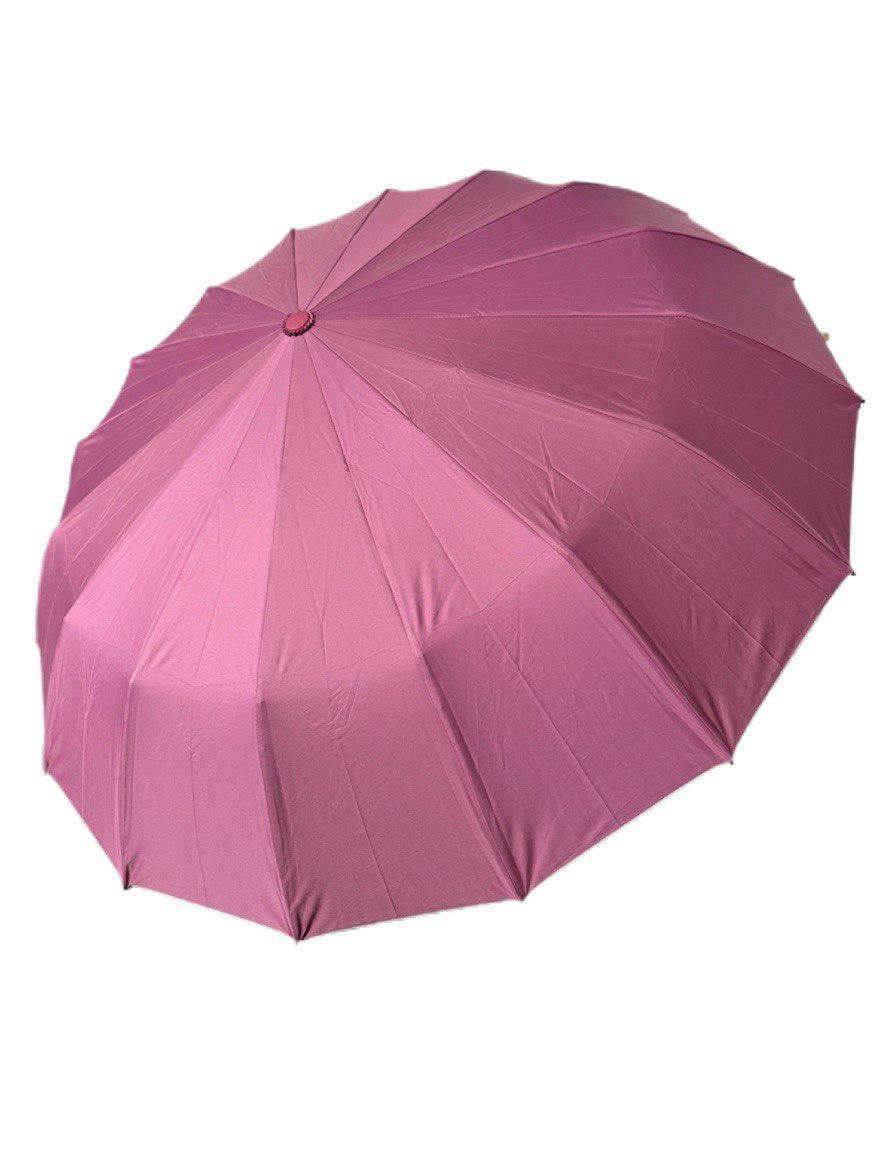 Парасолька-автомат Toprain Umbrella однотонна 16 спиць зі сріблом під куполом Рожевий (4016/5)