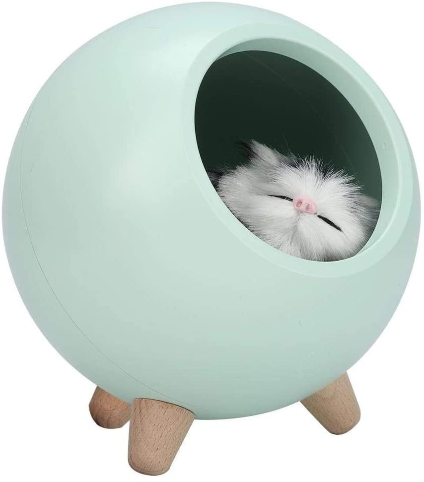 Настольный ночник Led Cat House с мягкой игрушкой сенсорный 13х15 см Голубой - фото 3