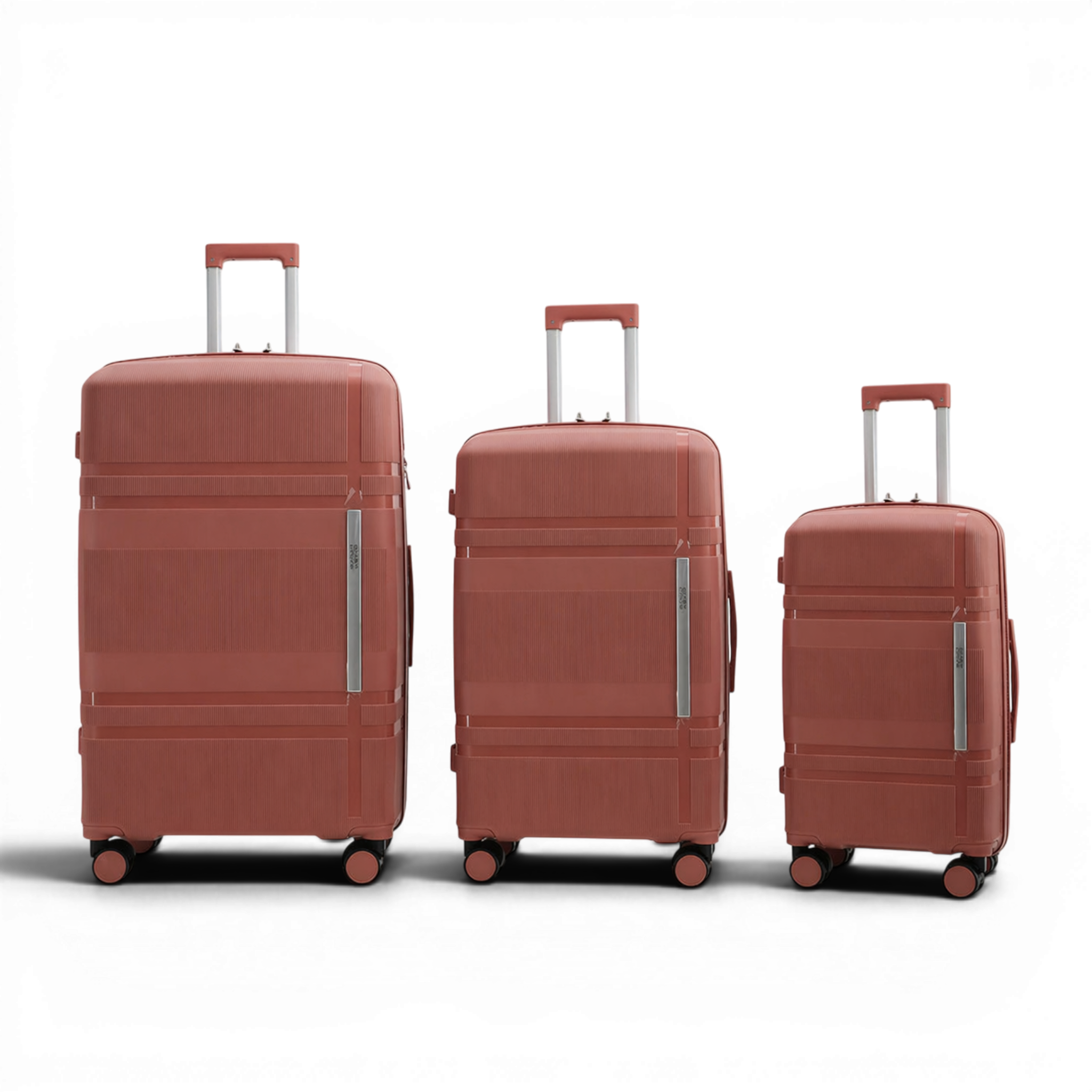 Набір валіз Nuri PP003 3в1 з розширенням S/M/L Rose gold (34141637)