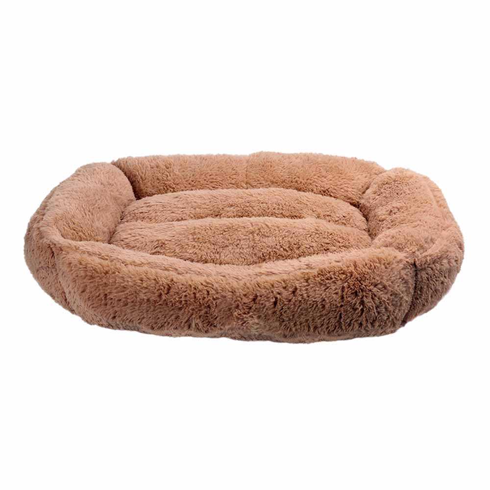 Лежак для животных Brownie прямоугольный плюшевый 95х70х22 см XL Коричневый (VR01/0090)