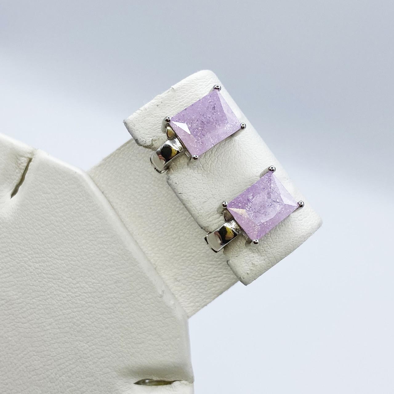 Серьги серебряные с кварцем 4,76 г Розовый (2171429266)