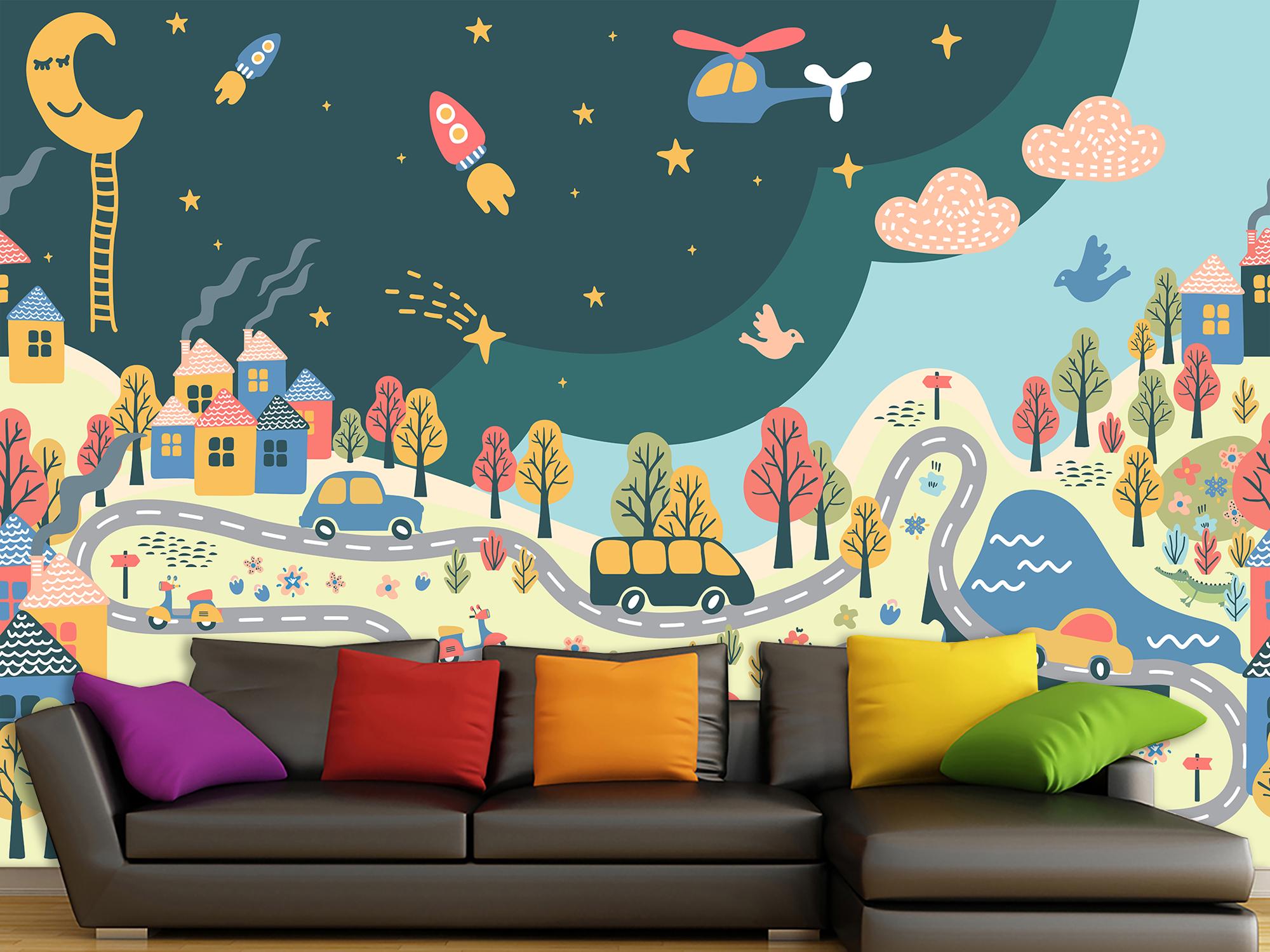 Фотообои флизелиновые Вечерний детский город 230х345 см (S5KID-030/6)