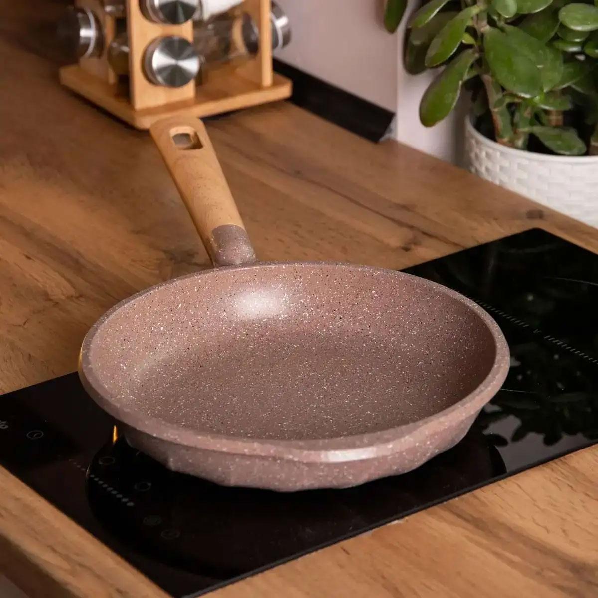 Сковорода алюминиевая MGC мраморное антипригарное покрытие 1,5 л 26 см Кофейный (HP-4-419CO)