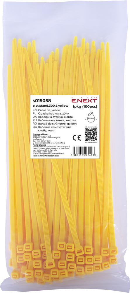 Стяжка-хомут кабельная E.NEXT e.ct.stand.300.8.yellow нейлон 300х8 мм 100 шт. Желтый (s015058)