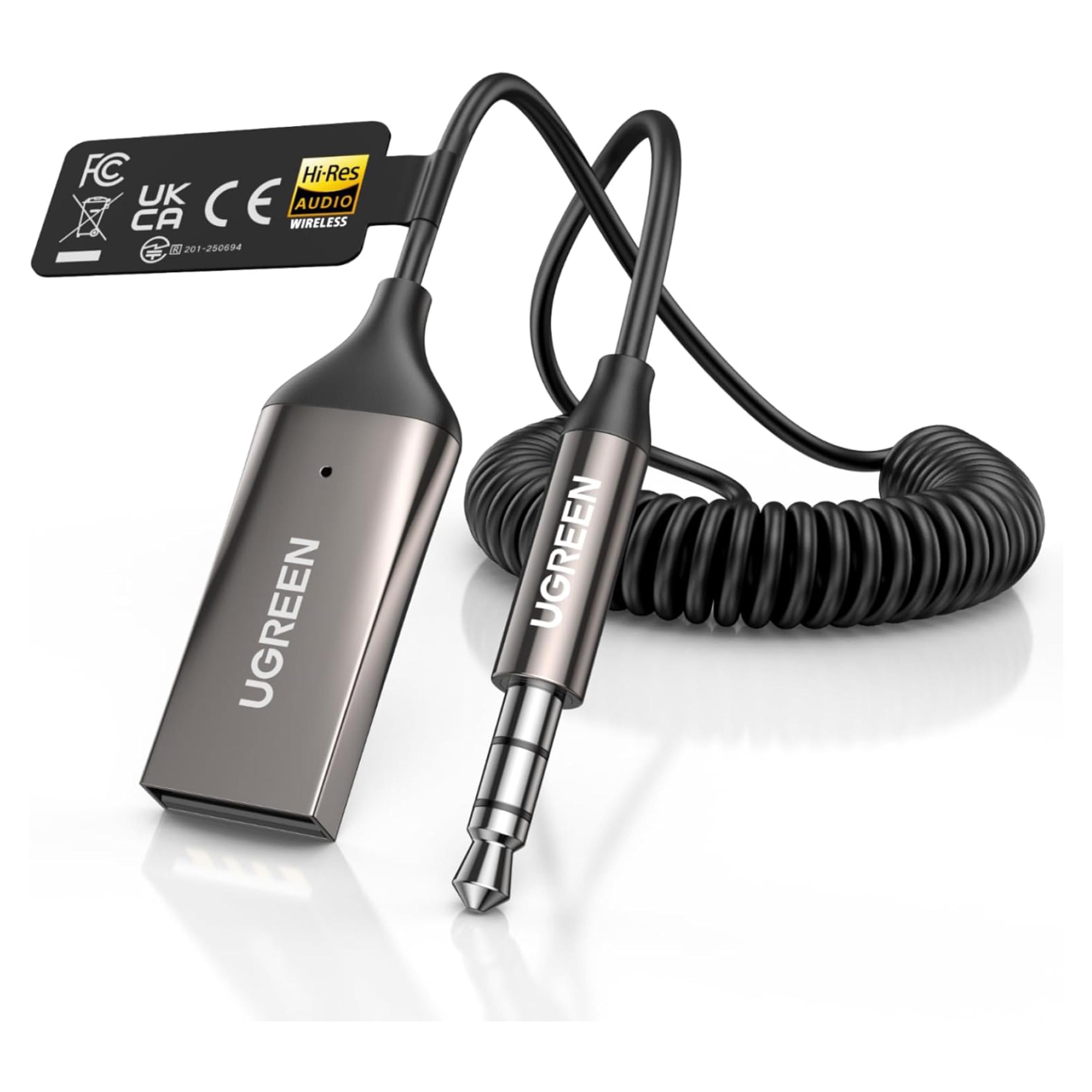 Ресивер автомобільний UGREEN BT521 AUX 3,5 мм Bluetooth Сірий (85428)