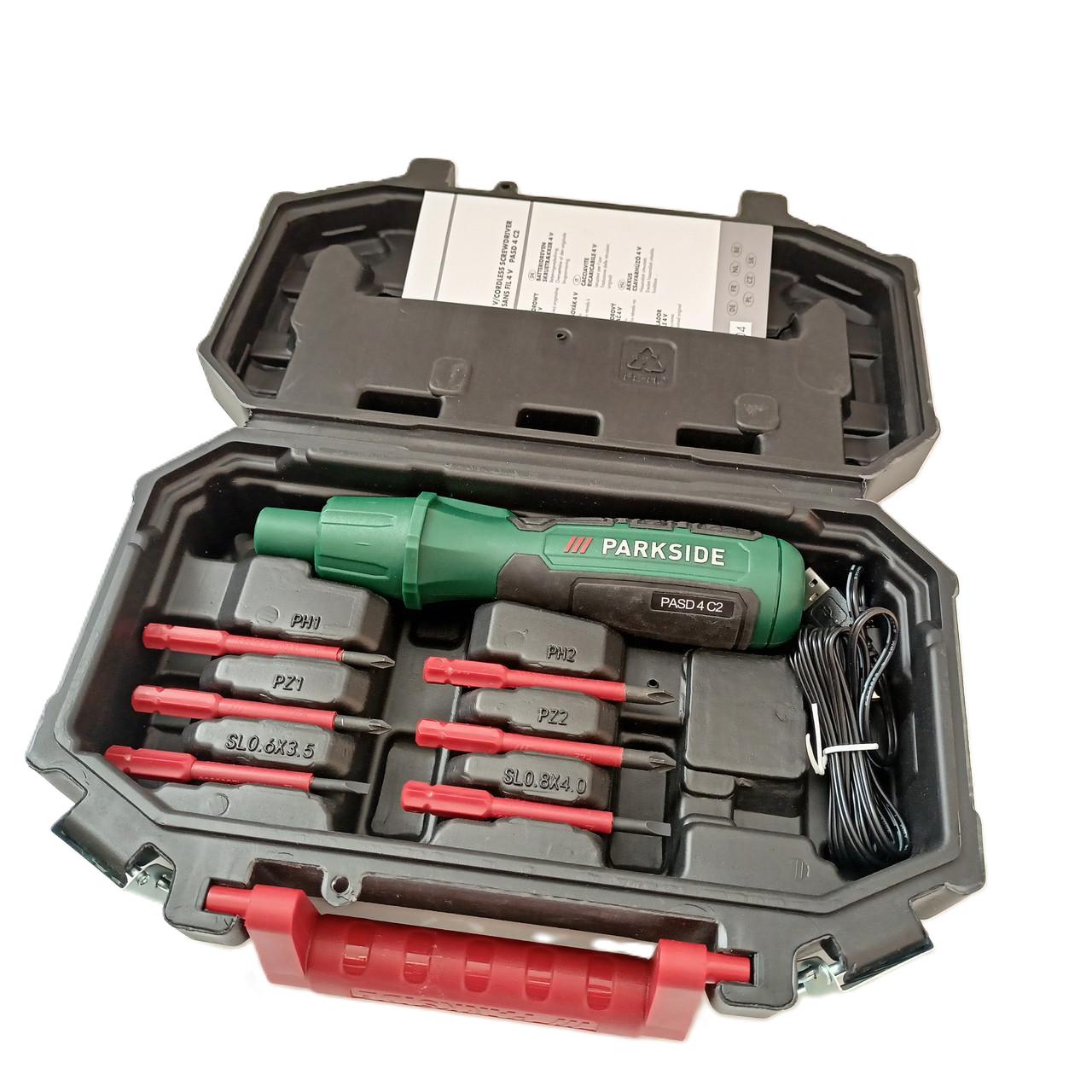 Отвертка аккумуляторная PARKSIDE PASD 4 C2 4 В 1,5 Ач USB-C - фото 2