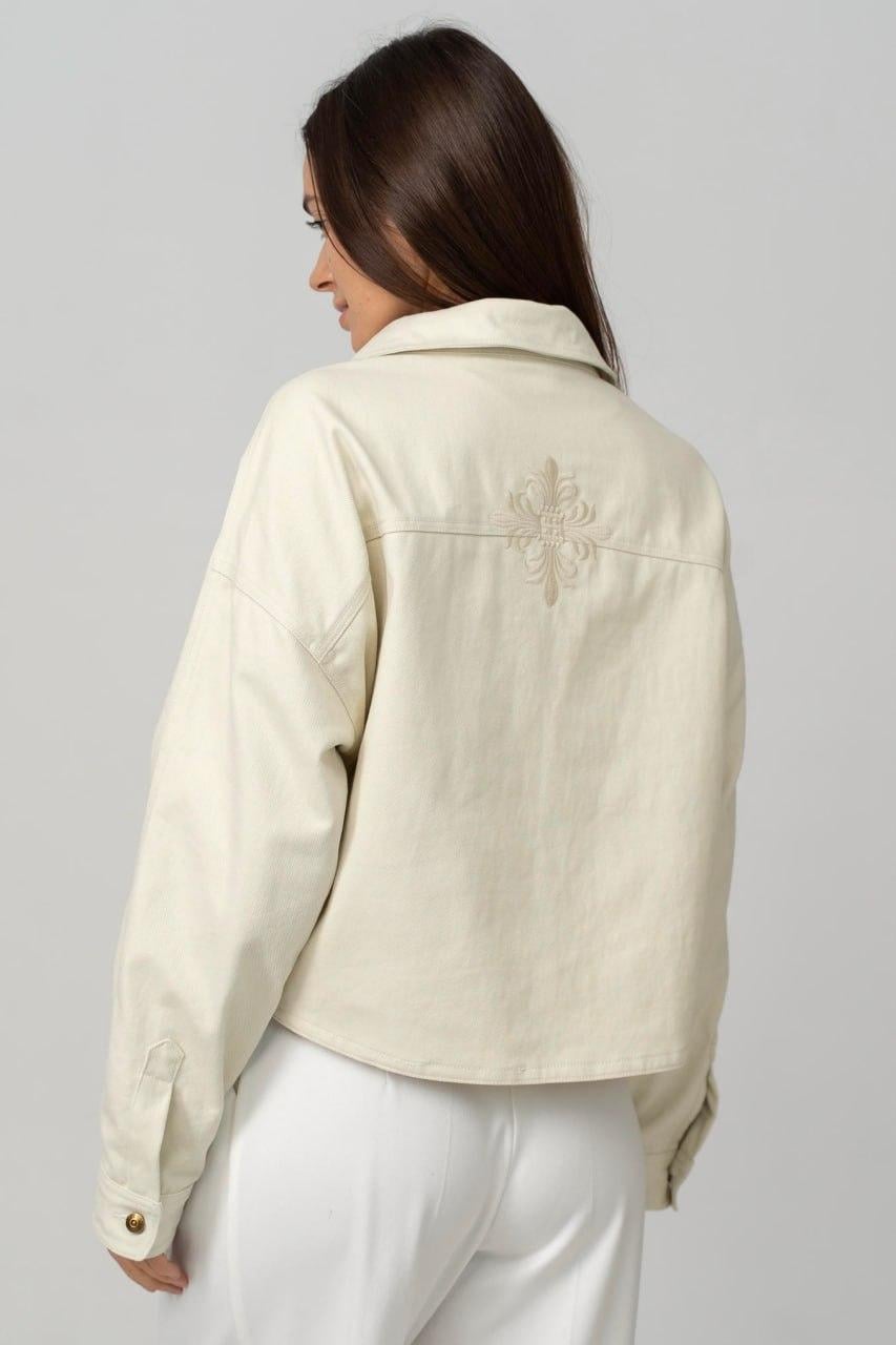 Кроп-жакет жіночий джинсовий oversize M Айворі (33297867)