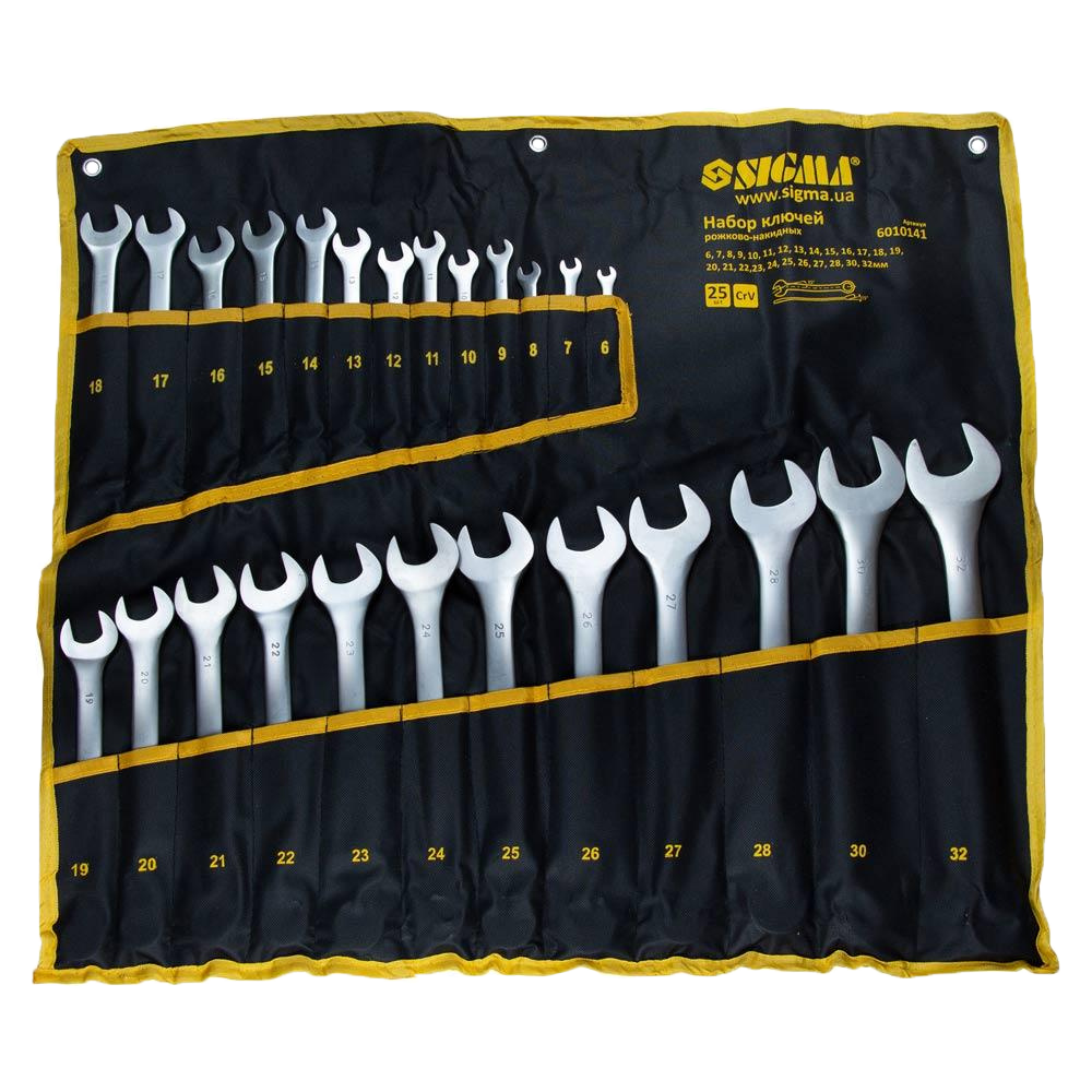 Набор ключей рожково-накидных Sigma CrV 25 ед. чехол (6010141)