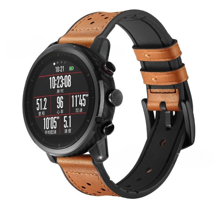 Ремешок для смарт-часов для Amazfit/Huawei/Samsung 22 мм с отверстиями Коричневый (2021P)