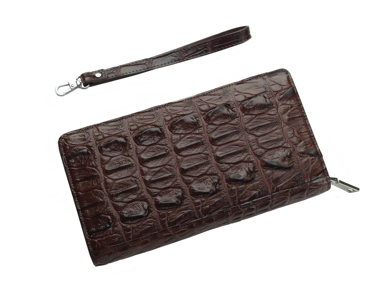 Кошелек Ekzotic leather из кожи крокодила на молнии Коричневый (cw 84)
