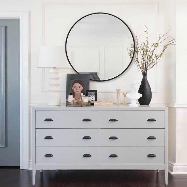 Зеркало круглое в металлической раме Art-com 80 см Черный (МР2)