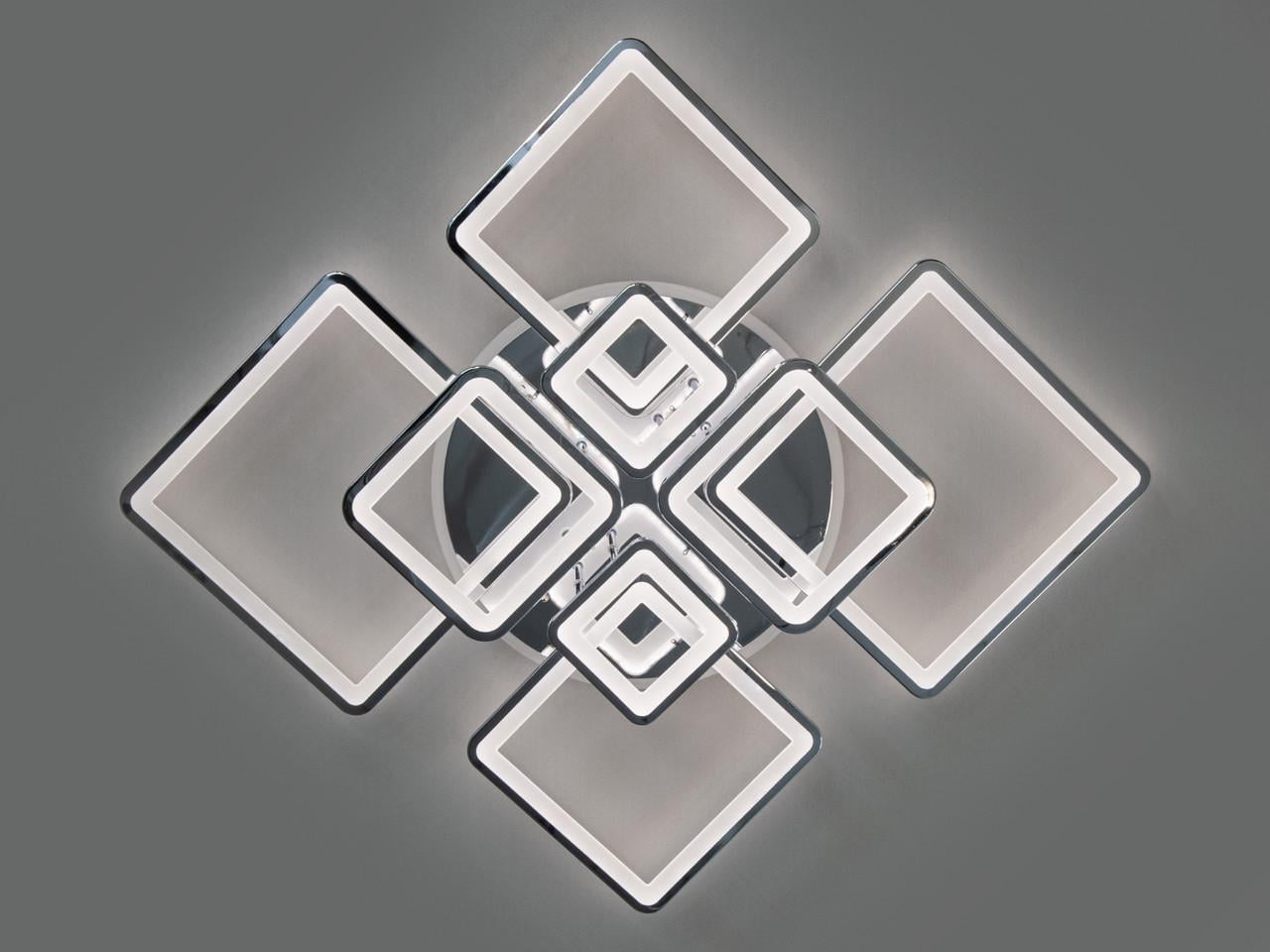 Люстра светодиодная для холла с диммером 8160-8HR-LS 225W на 32 м2 Хром (2540736373)