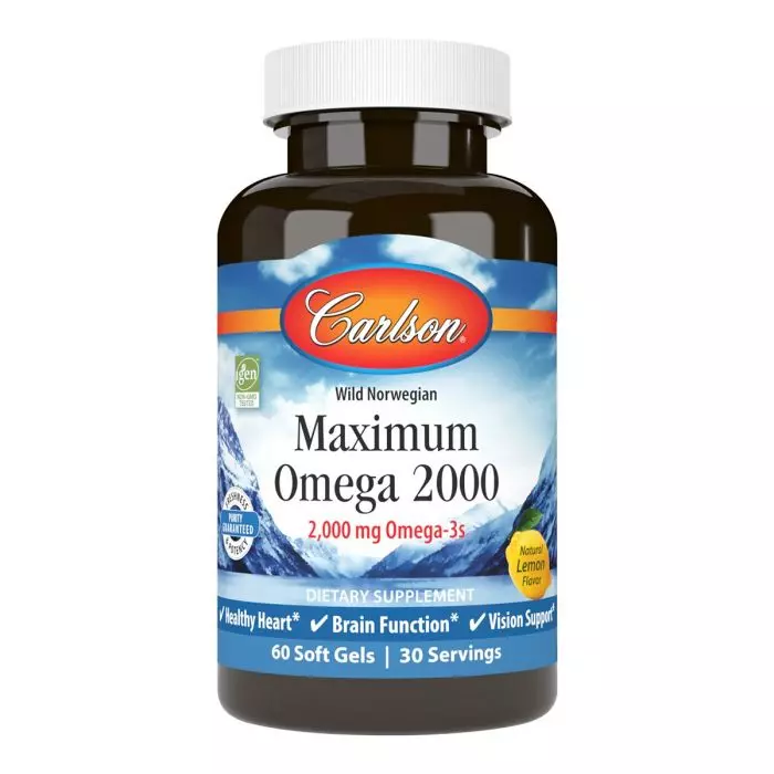 Омега Carlson Labs Maximum Omega 2000 вкус лимона 60 желатиновых капсул (CL17200)