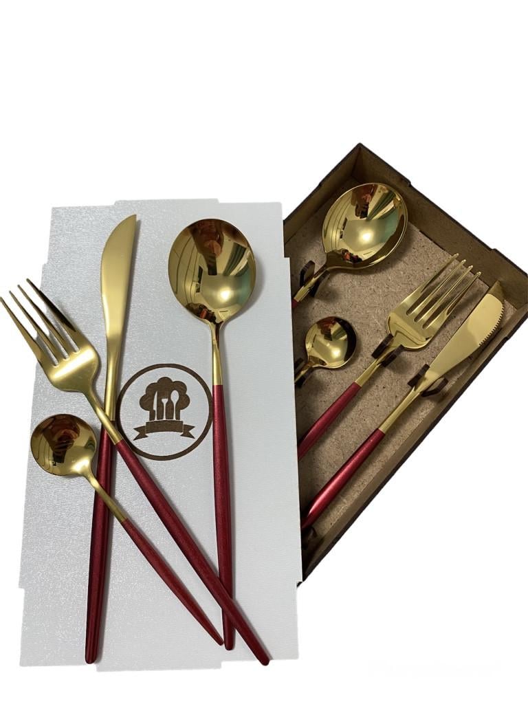 Набір столових приборів Kitchen на 2 персони Бордовий (1643373491) - фото 7 Набір столових приборів Kitchen на 2 персони Бордовий (1643373491) - фото 7