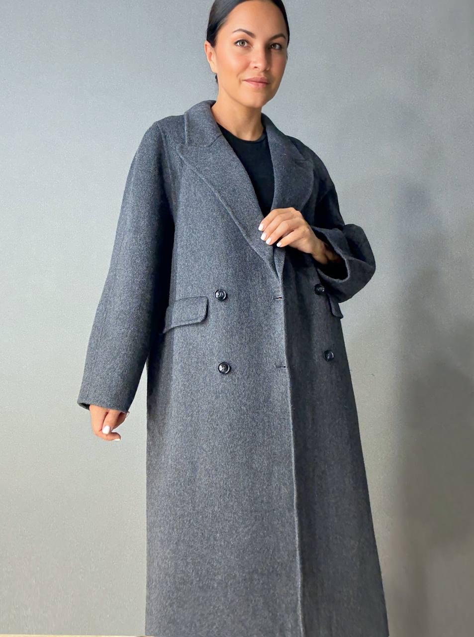 Пальто жіноче LADY YEP 85098 довге оверсайз вовняне двобортне M Сірий (5122) - фото 8