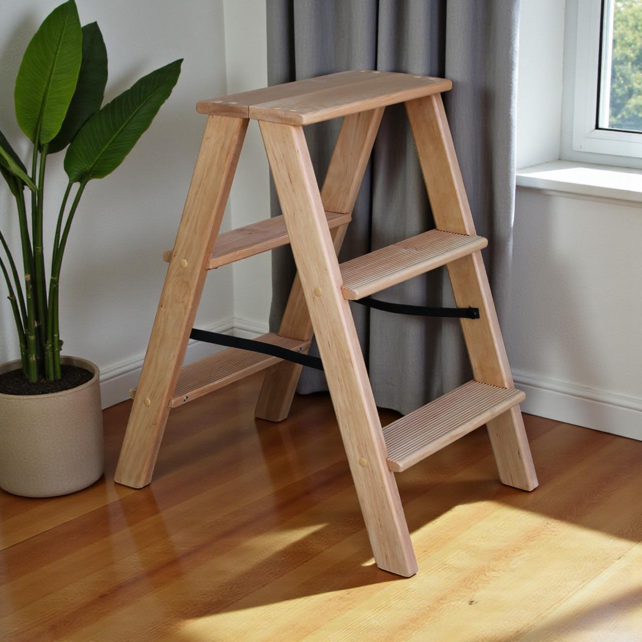 Табурет-лестница деревянный Студія Дерева Вільха Вестерн бытовой двухсторонний 3 ступеньки Бежевый (31002883) - фото 1 Табурет-лестница деревянный Студія Дерева Вільха Вестерн бытовой двухсторонний 3 ступеньки Бежевый (31002883) - фото 1