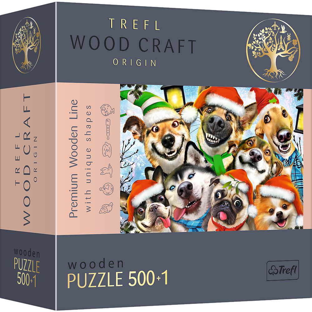 Пазли фігурні з дерева Різдвяні собачки Trefl 500+1 елементів (5900511201734 20173)