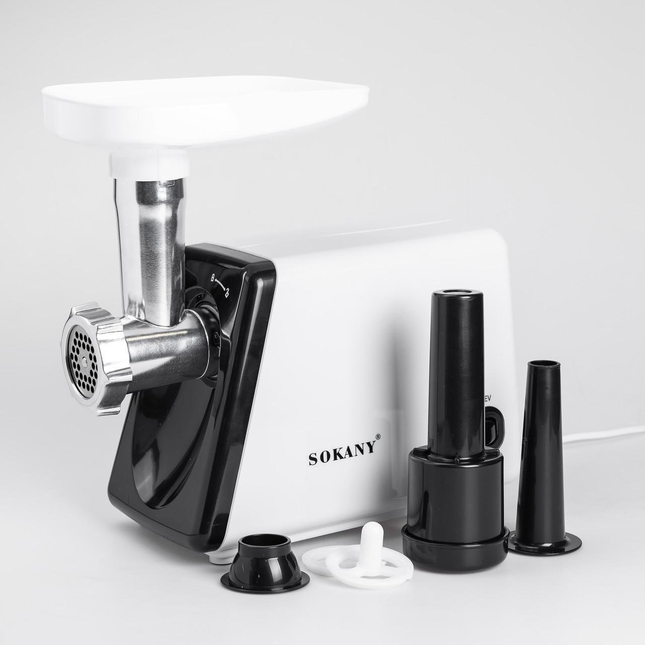 М'ясорубка для фаршу Sokany SK-312 електрична з насадками 2500 Вт Білий (5860)