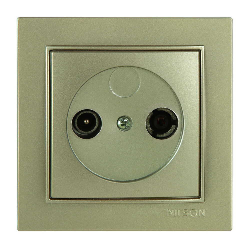Розетка Nilson Thor одинарна TV-SAT прохідна Золотий (27151036)