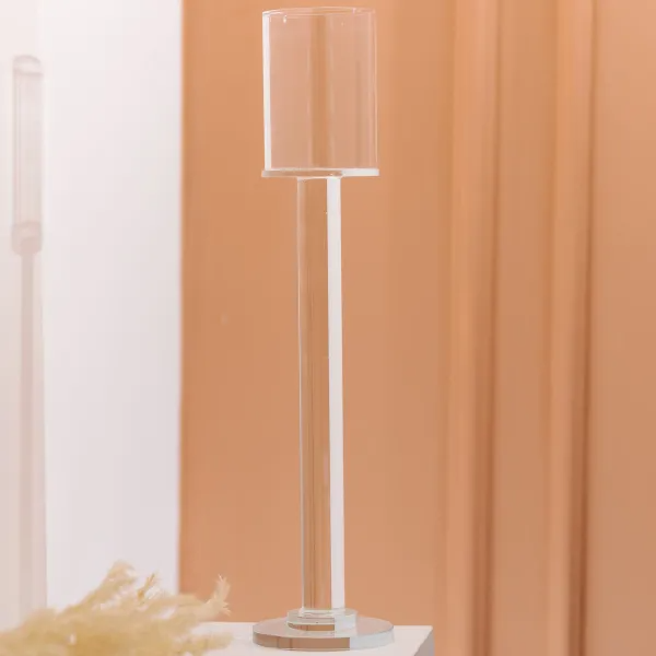 Свічник скляний високий Cylinder 36 см Прозорий - фото 4 Свічник скляний високий Cylinder 36 см Прозорий - фото 4