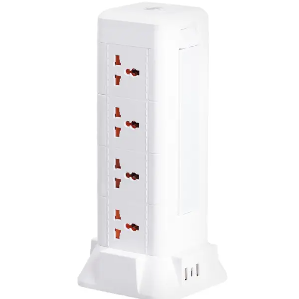 Фильтр-удлинитель сетевой TOWER 12 розеток LED-лампа 3USB+1PD 2,8 м Белый (HP-5-9MF) - фото 2