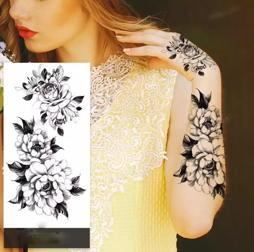 Тату тимчасове водостійке 3D велике Пишні квіти FF-100 17,5х8,5 см (4419524) - фото 2