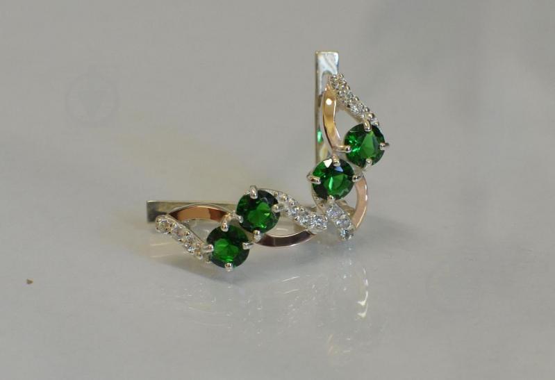 Серьги серебряные Sil 076s-3 Зеленый (Sil-951)